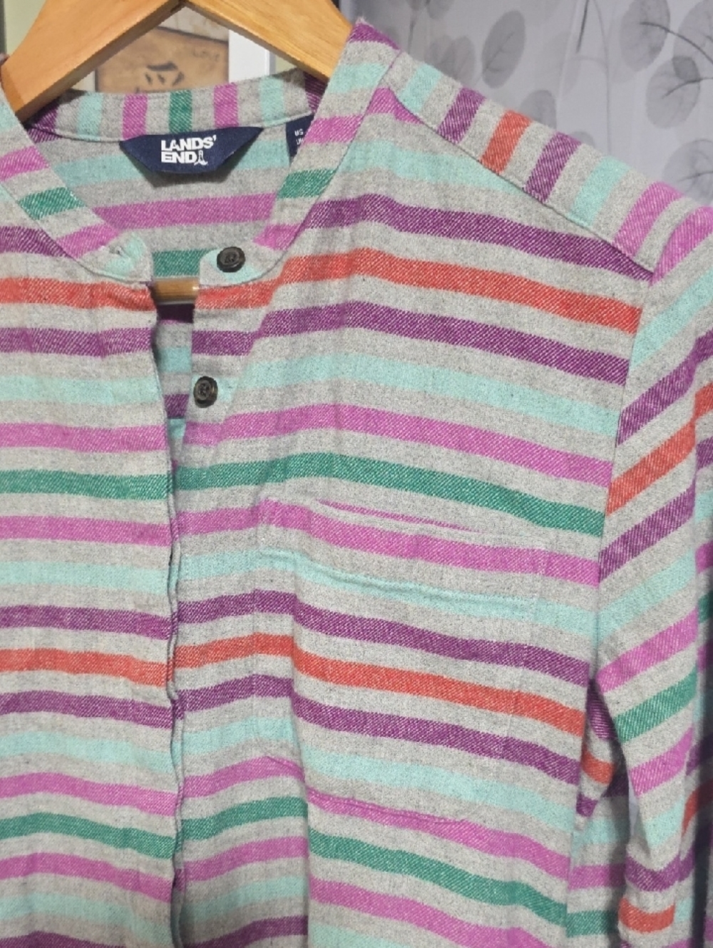 Lands' End Band-Collar Plaid Flannel Tunic – Size Small - Picture 6 of 8